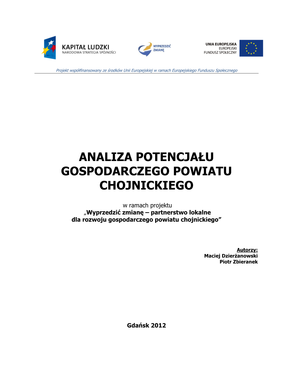 Analiza Potencjału Gospodarczego Powiatu Chojnickiego