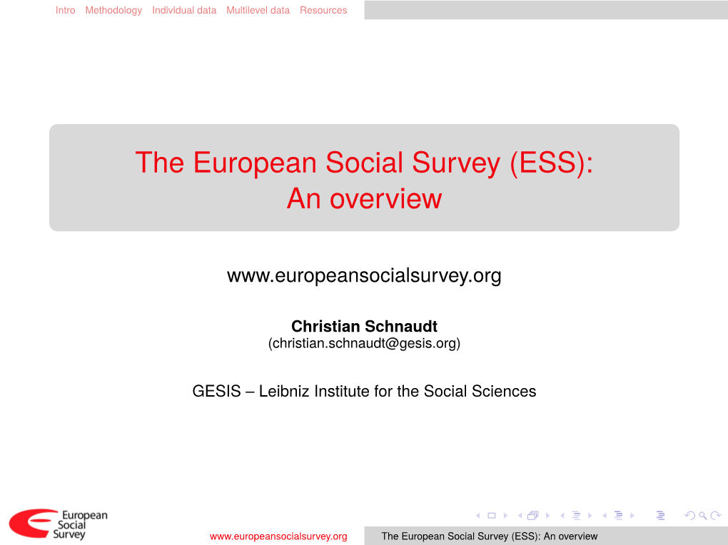 The European Social Survey (ESS): an Overview