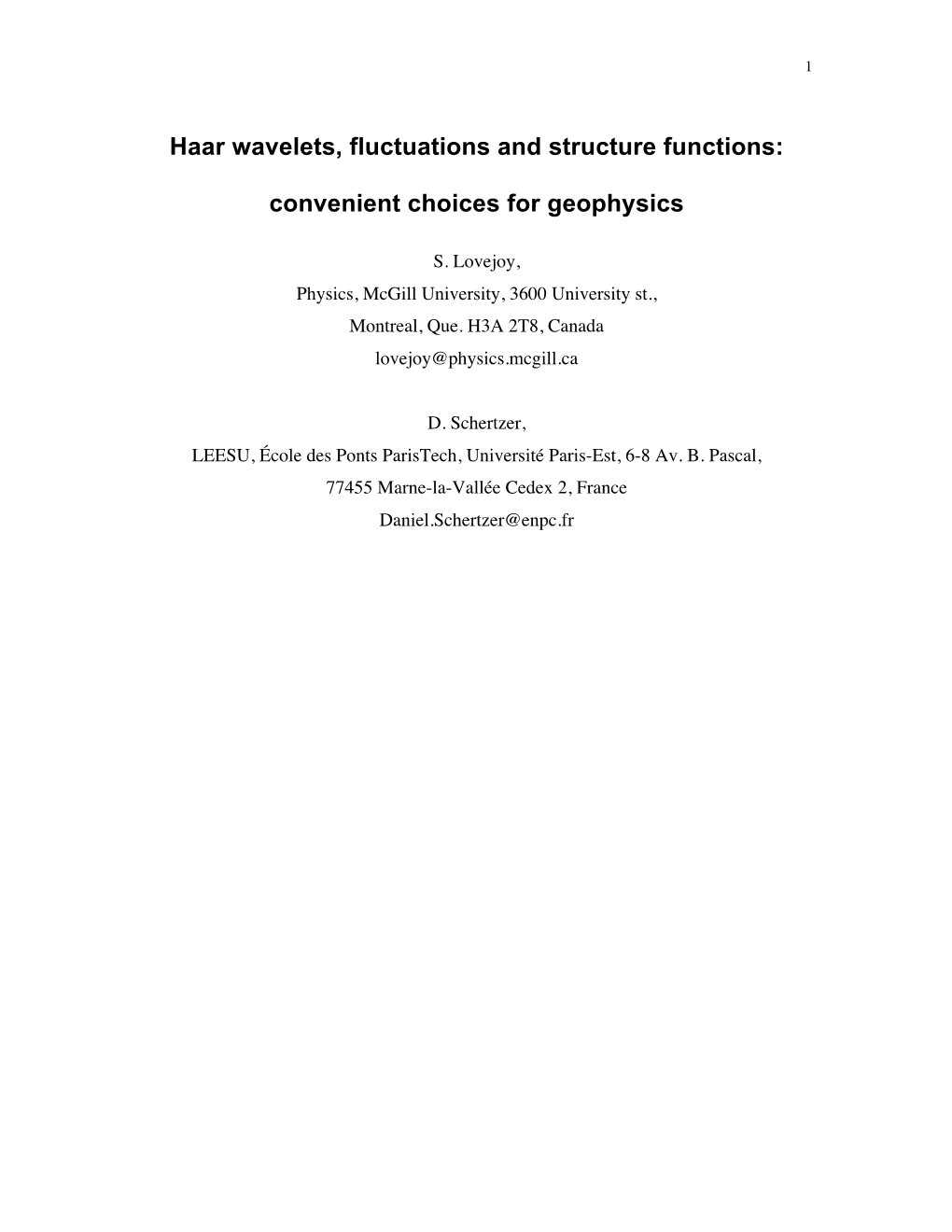 Haar Wavelets, Fluctuations and Structure Functions