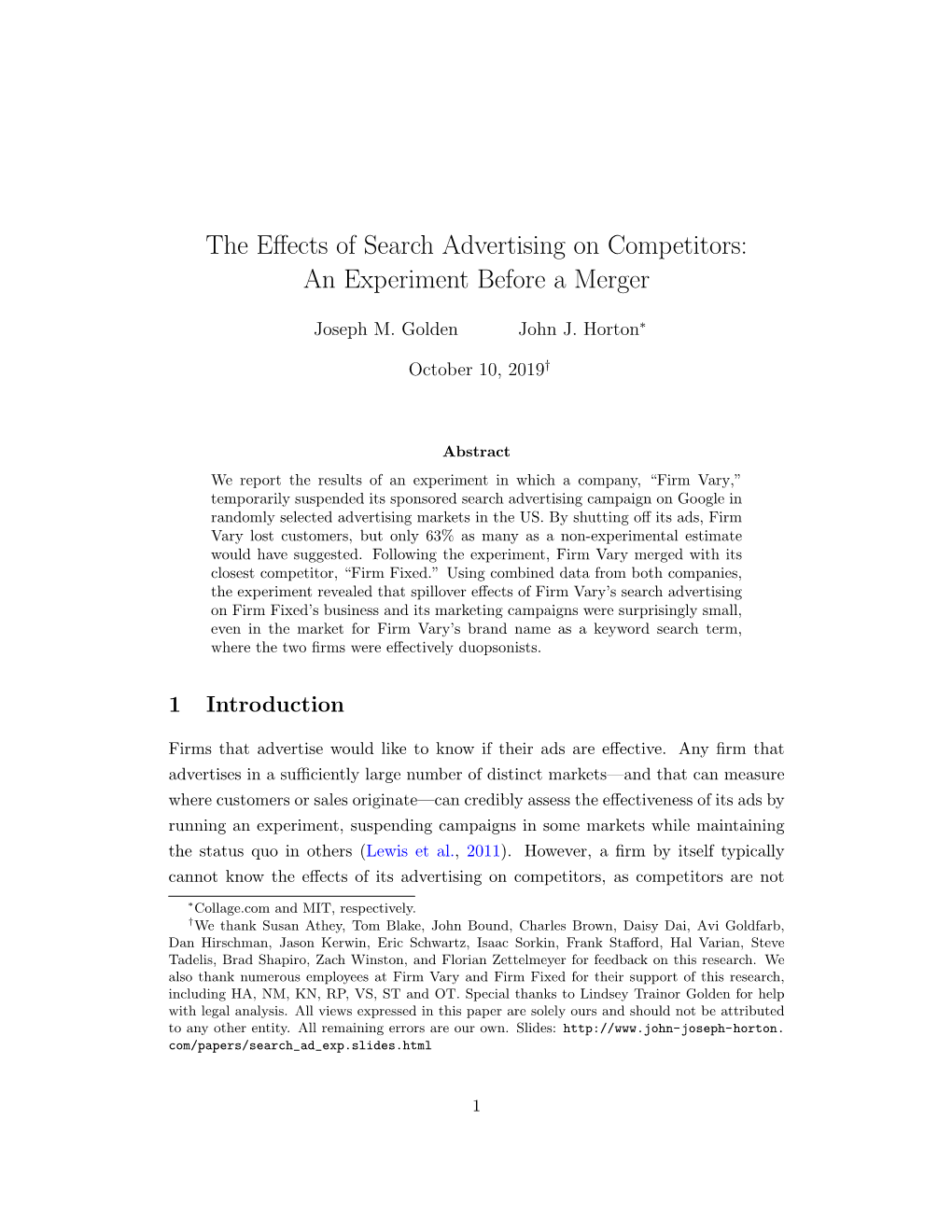 The Effects of Search Advertising on Competitors