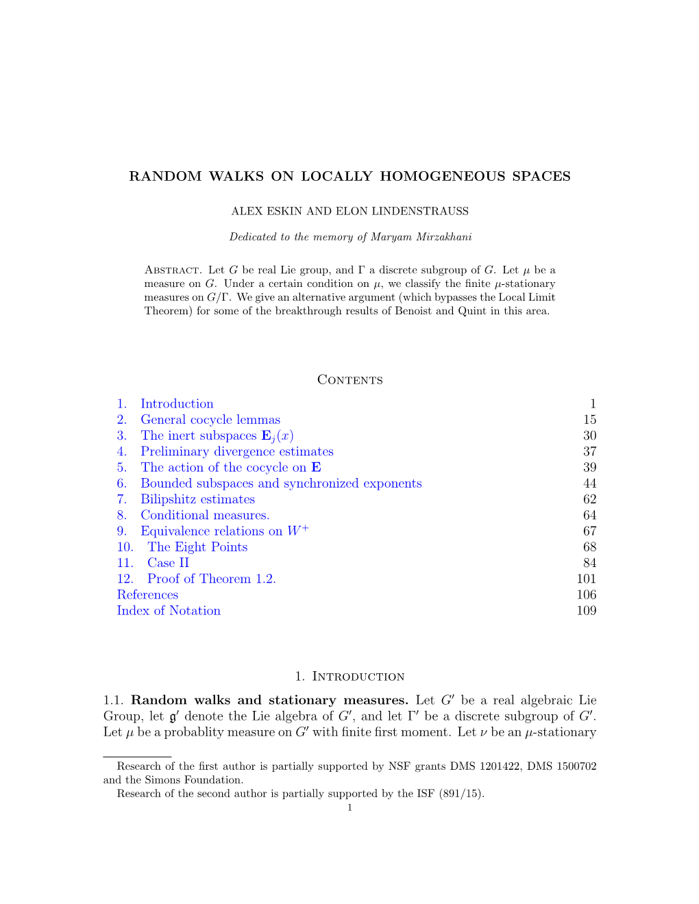 Random Walks on Locally Homogeneous Spaces