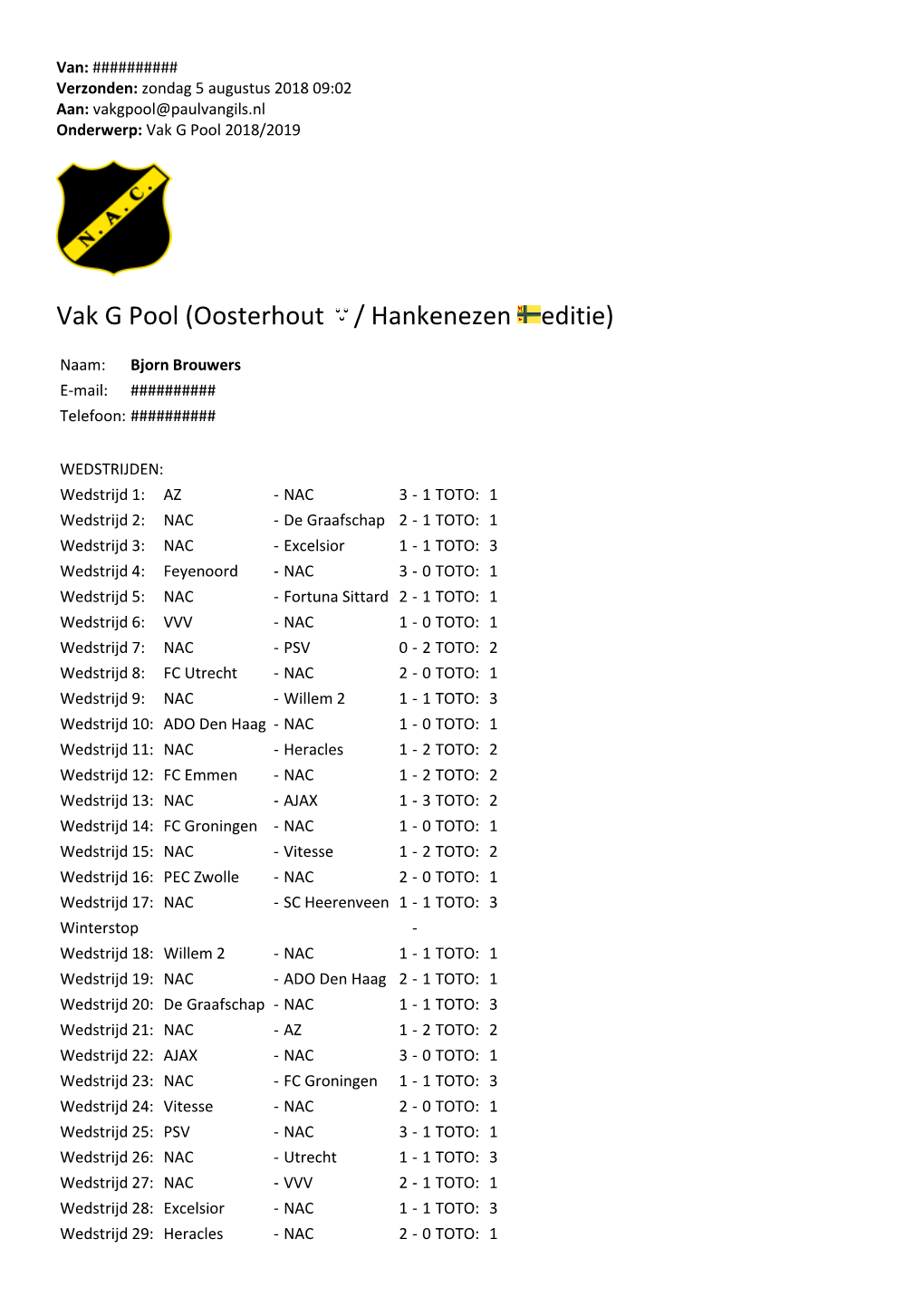 Vak G Pool (Oosterhout / Hankenezen Editie)