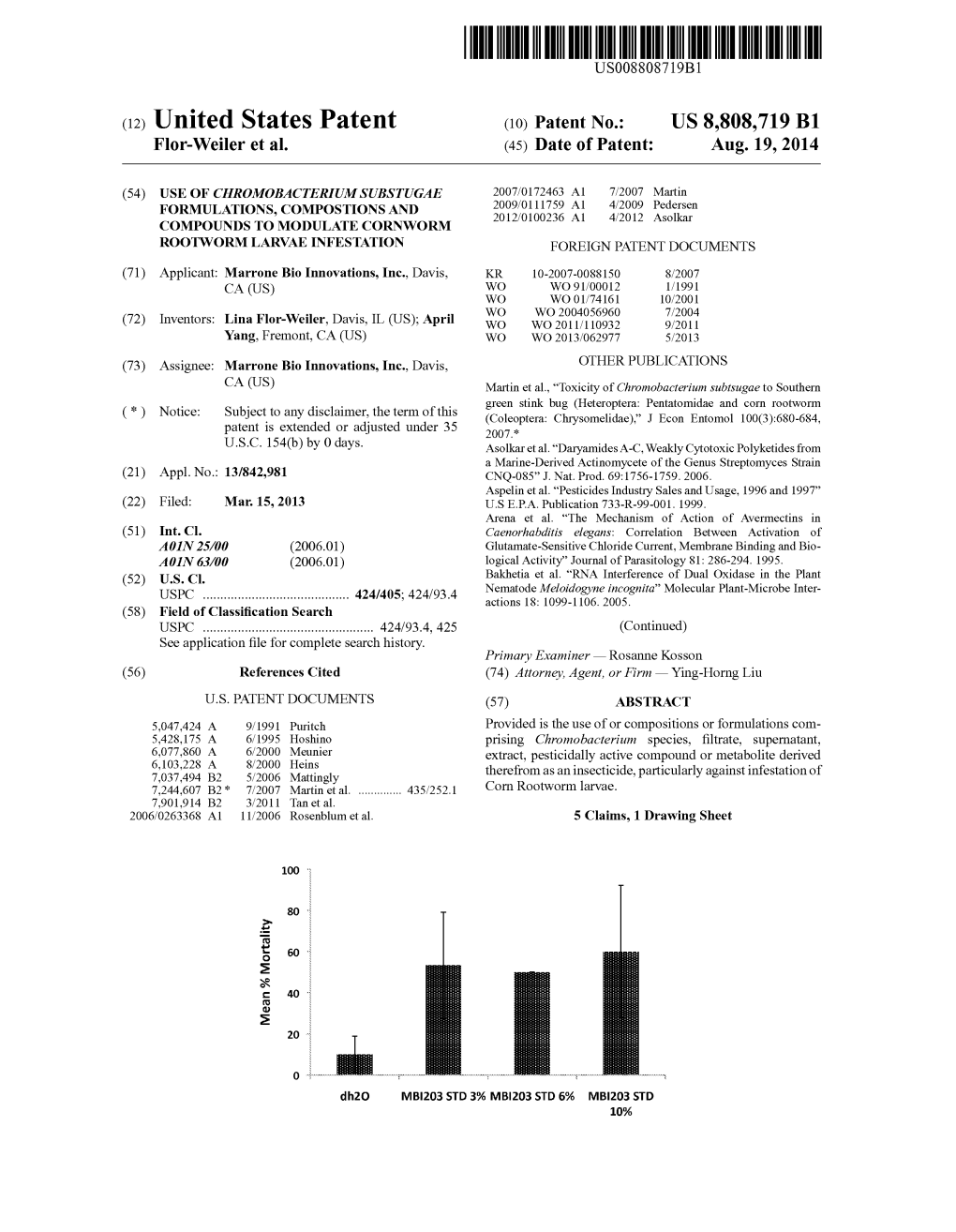 (12) United States Patent (10) Patent No.: US 8,808,719 B1 Flor-Weiler Et Al