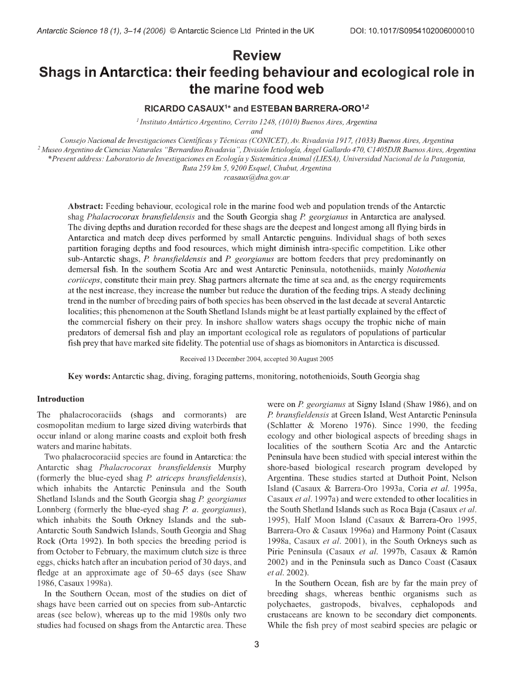 Shags in Antarctica: Their Feeding Behaviour and Ecological Role in the Marine Food Web