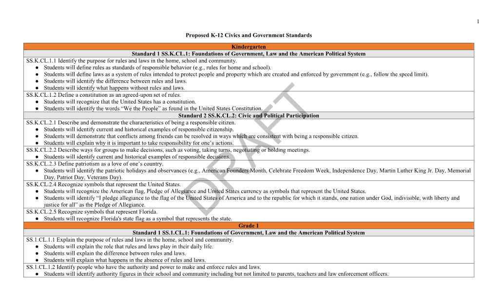 Civics and Government Standards