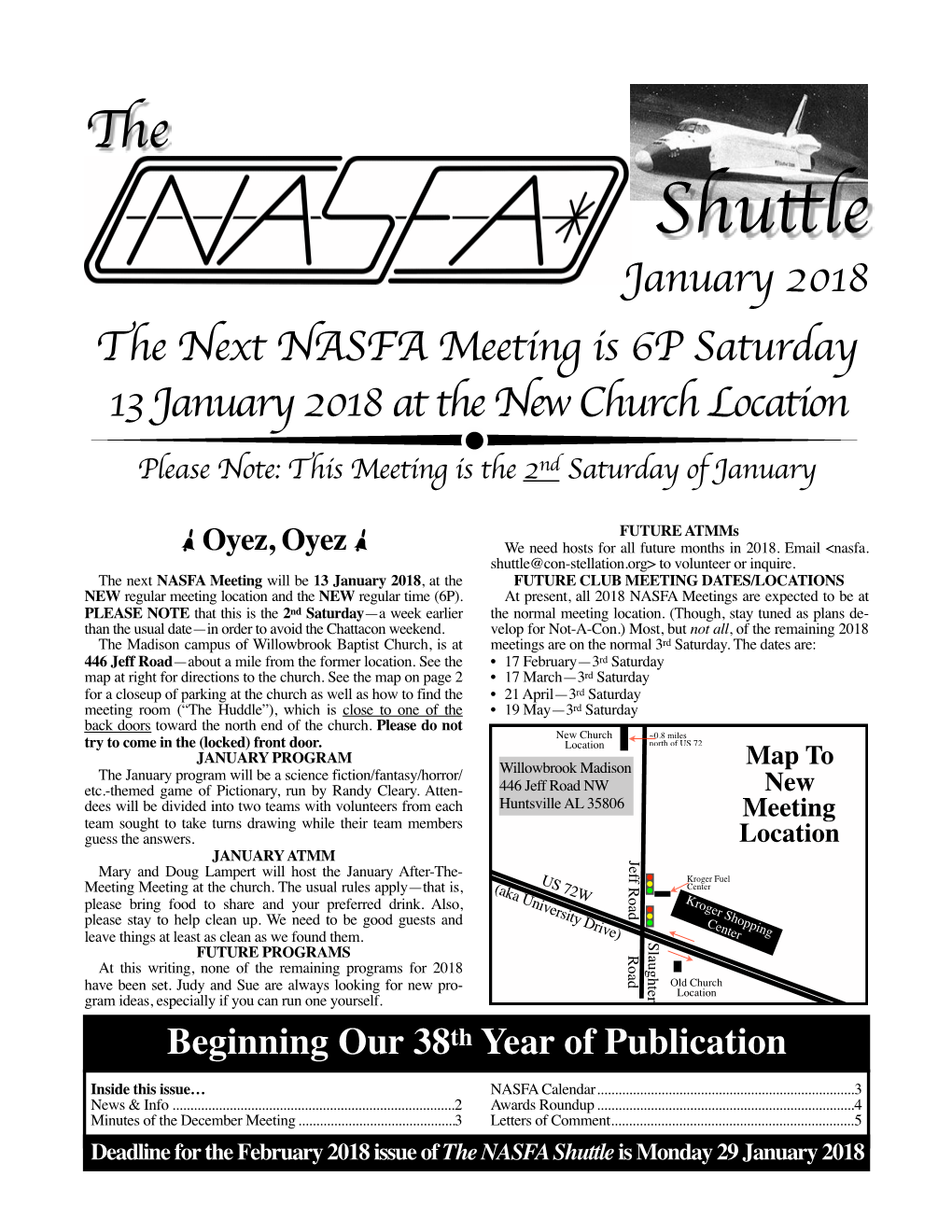 January 2018 NASFA Shuttle