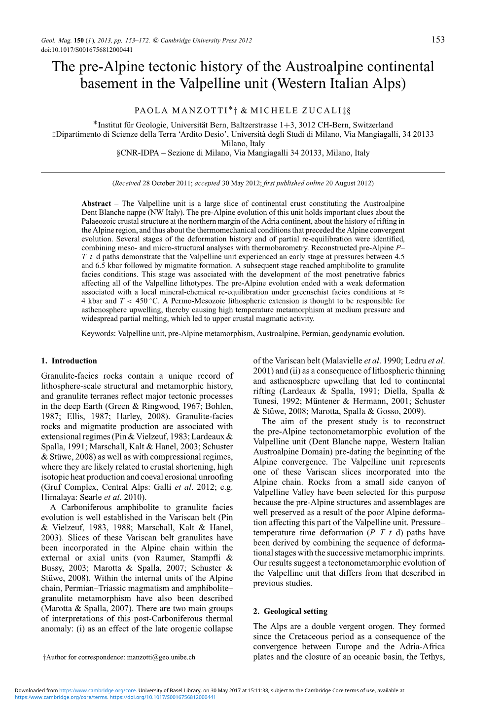 The Pre-Alpine Tectonic History of the Austroalpine Continental Basement in the Valpelline Unit (Western Italian Alps)