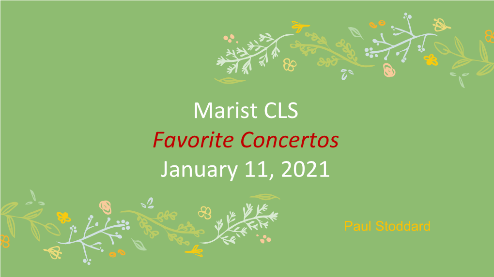 Marist CLS Favorite Concertos January 11, 2021