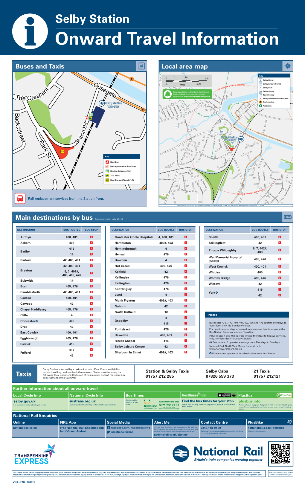 Selby Station I Onward Travel Information Buses and Taxis Local Area Map