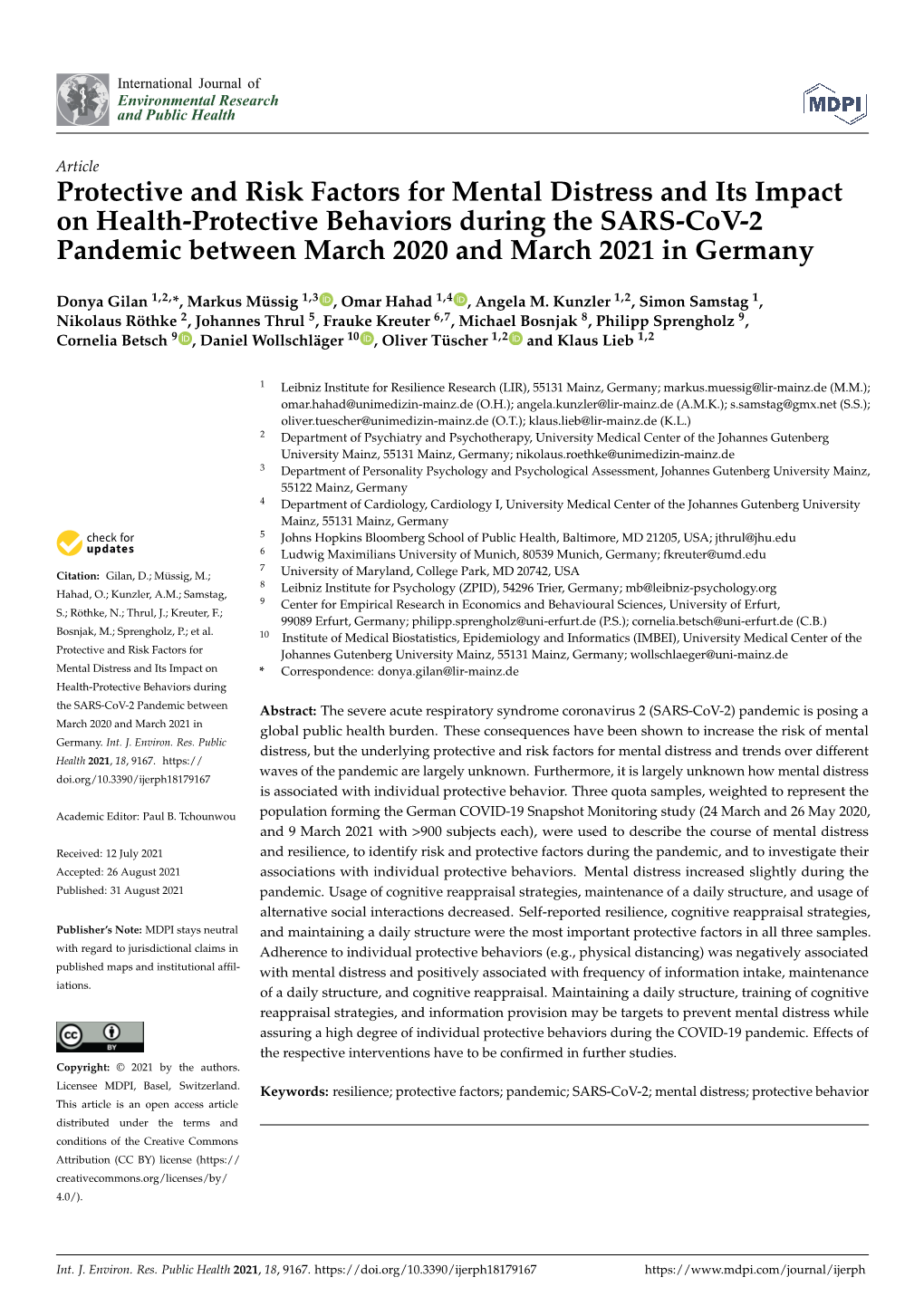 Protective and Risk Factors for Mental Distress and Its Impact on Health