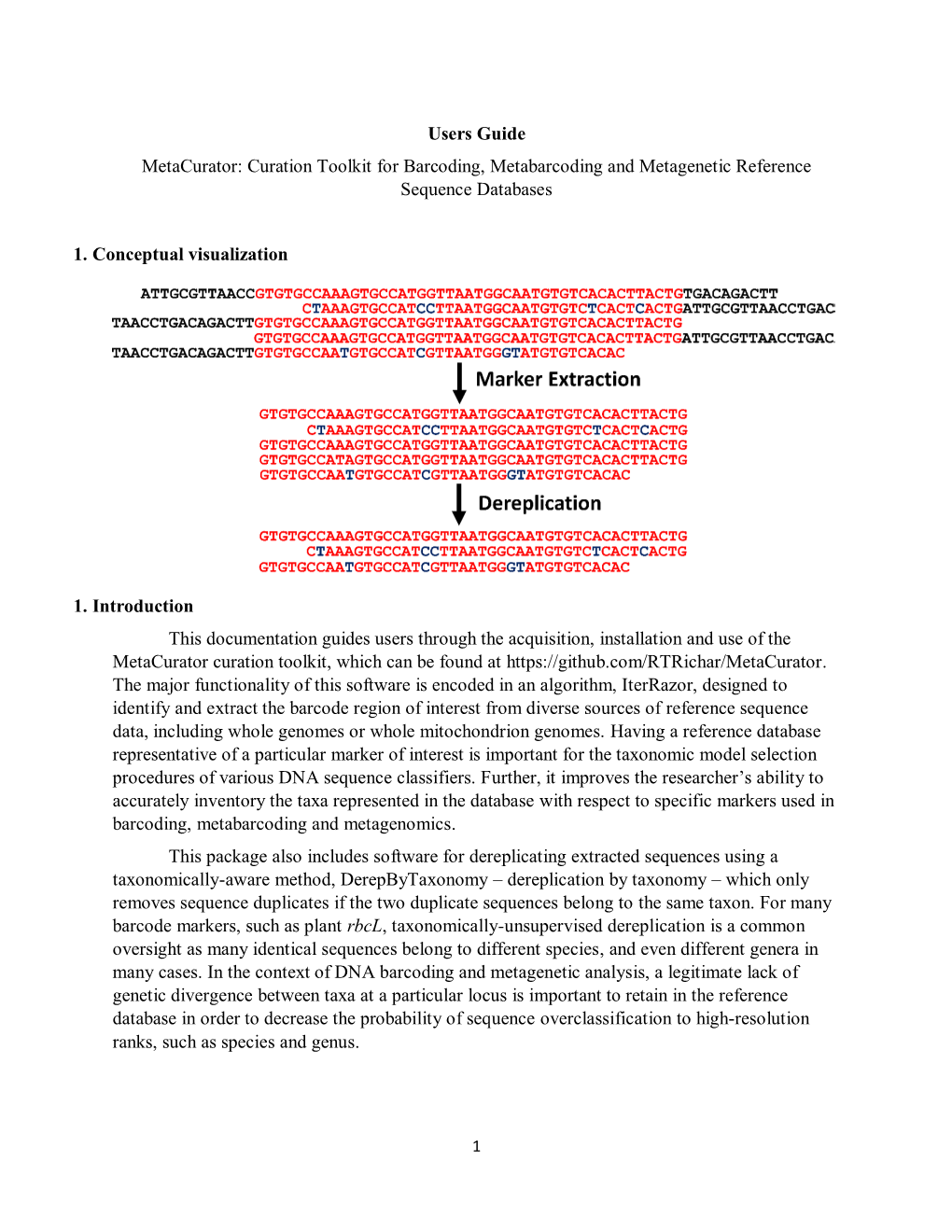 Users Guide Metacurator: Curation Toolkit for Barcoding, Metabarcoding and Metagenetic Reference Sequence Databases