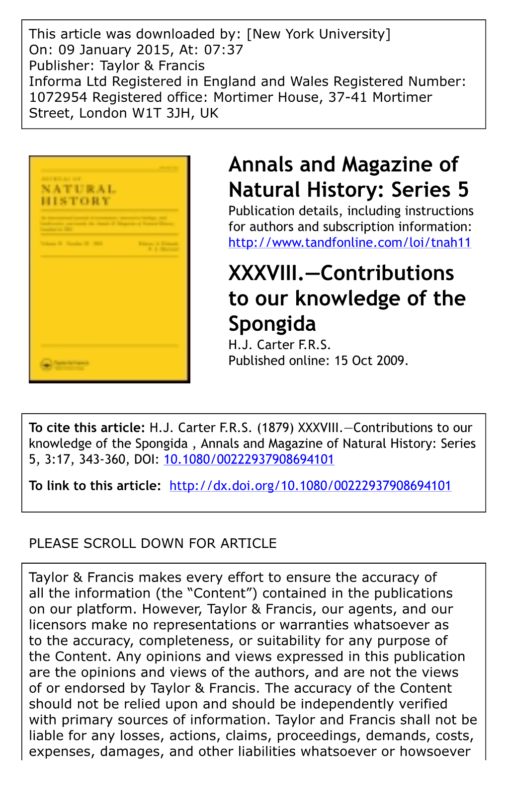 Annals and Magazine of Natural History: Series 5 XXXVIII