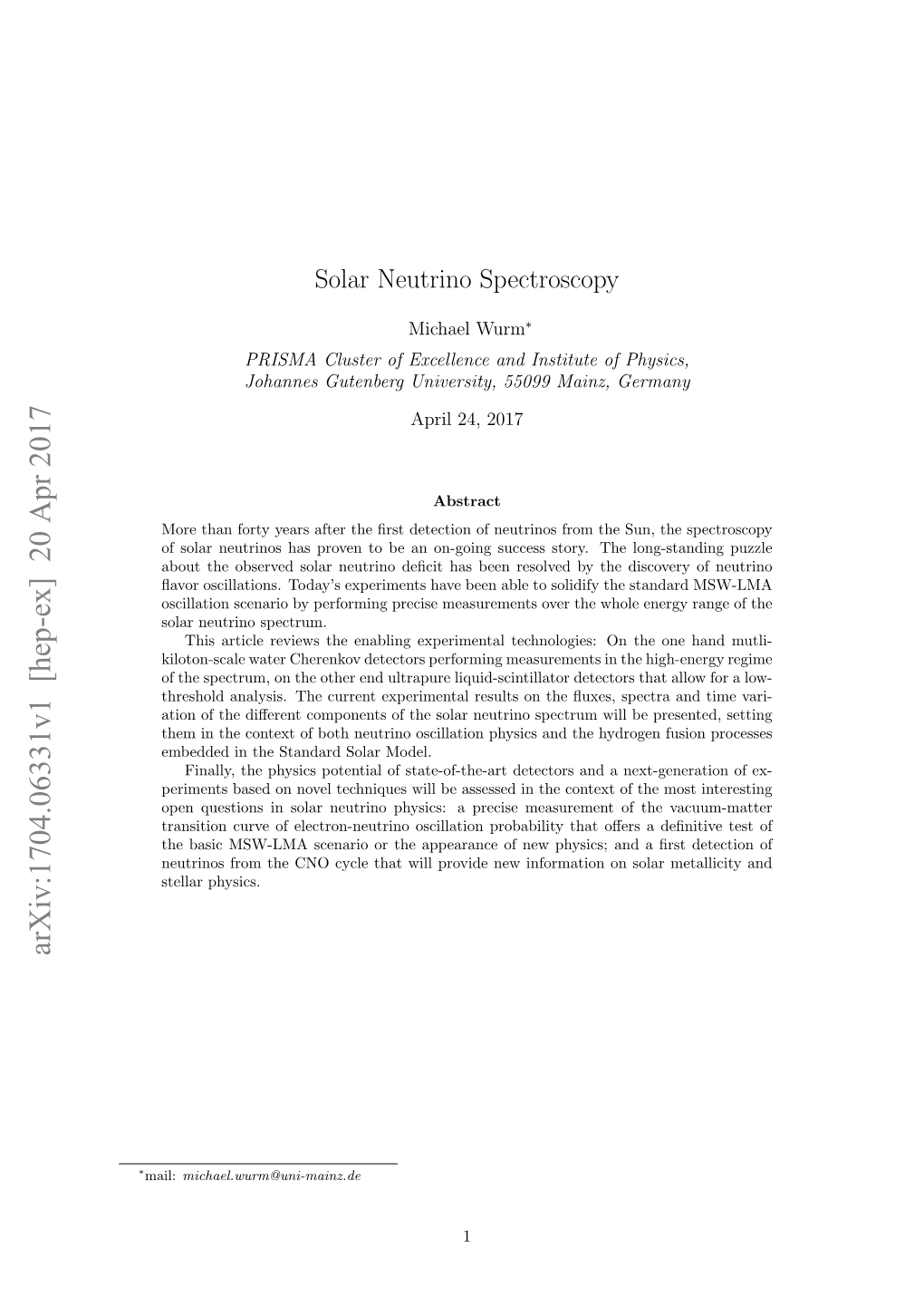 Solar Neutrino Spectroscopy