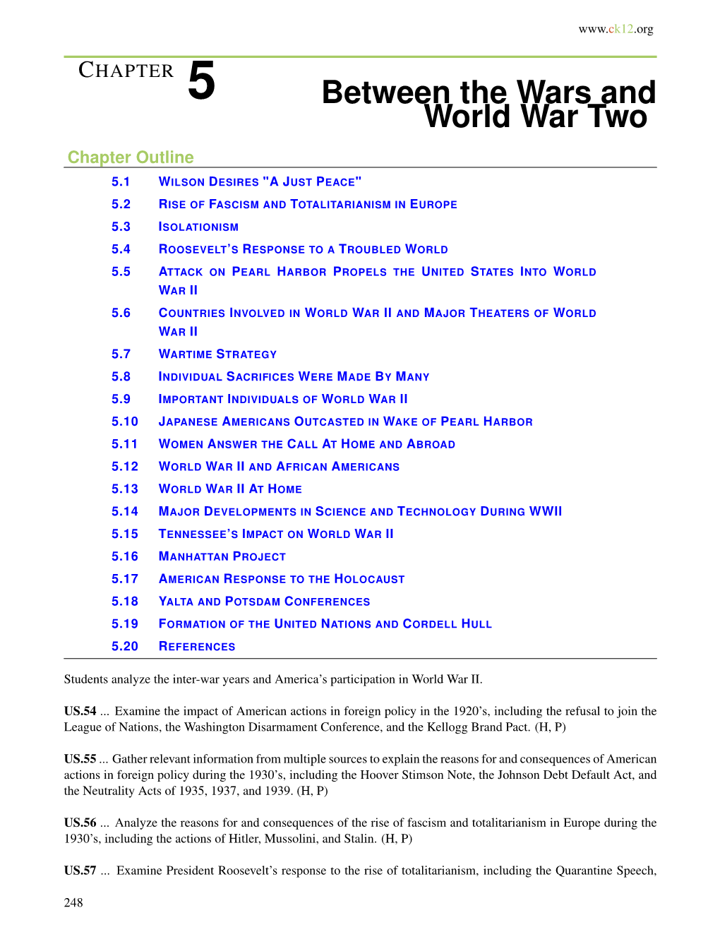 Between the Wars and World War Two Chapter Outline