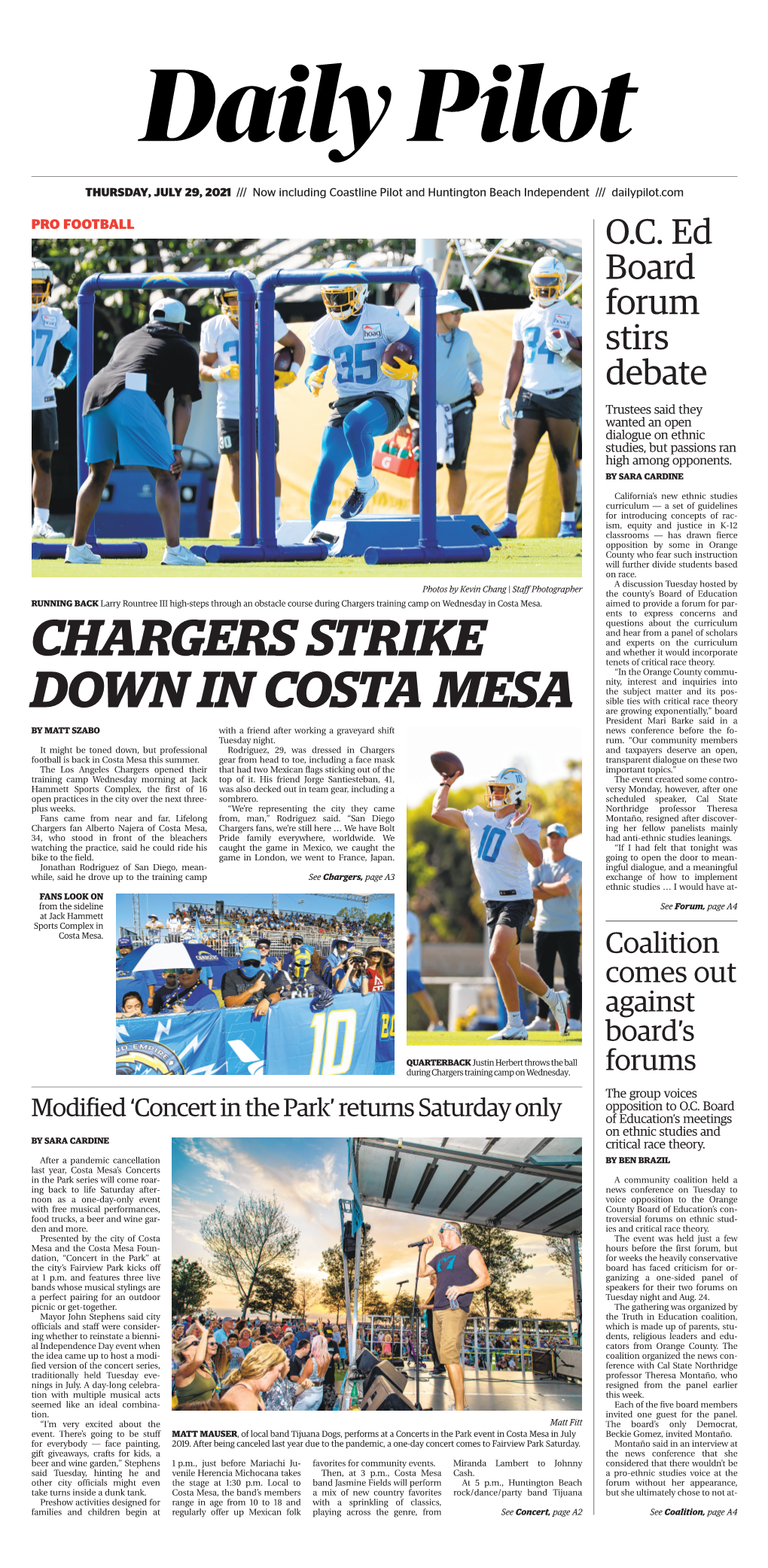 Chargers Strike Down in Costa Mesa