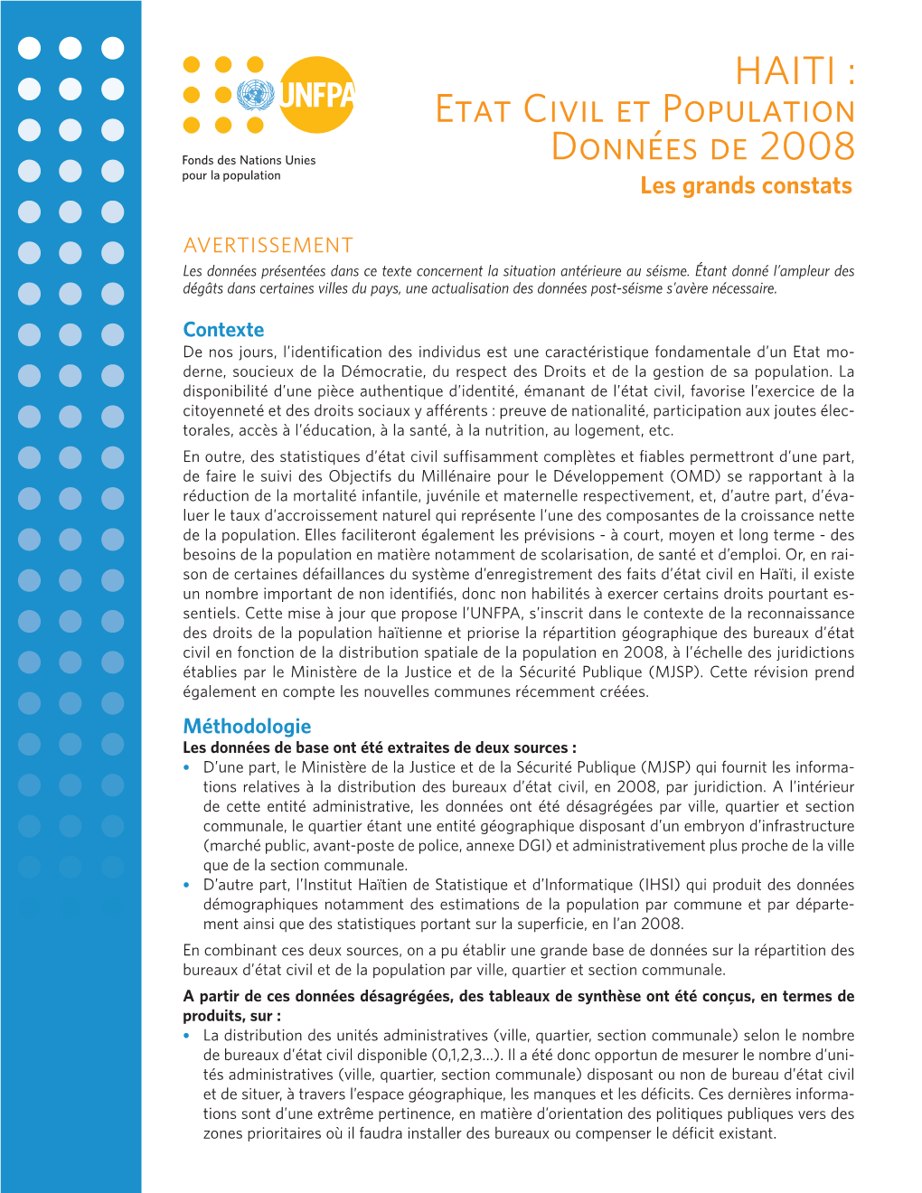 Etat Civil Et Population Données De 2008 Les Grands Constats