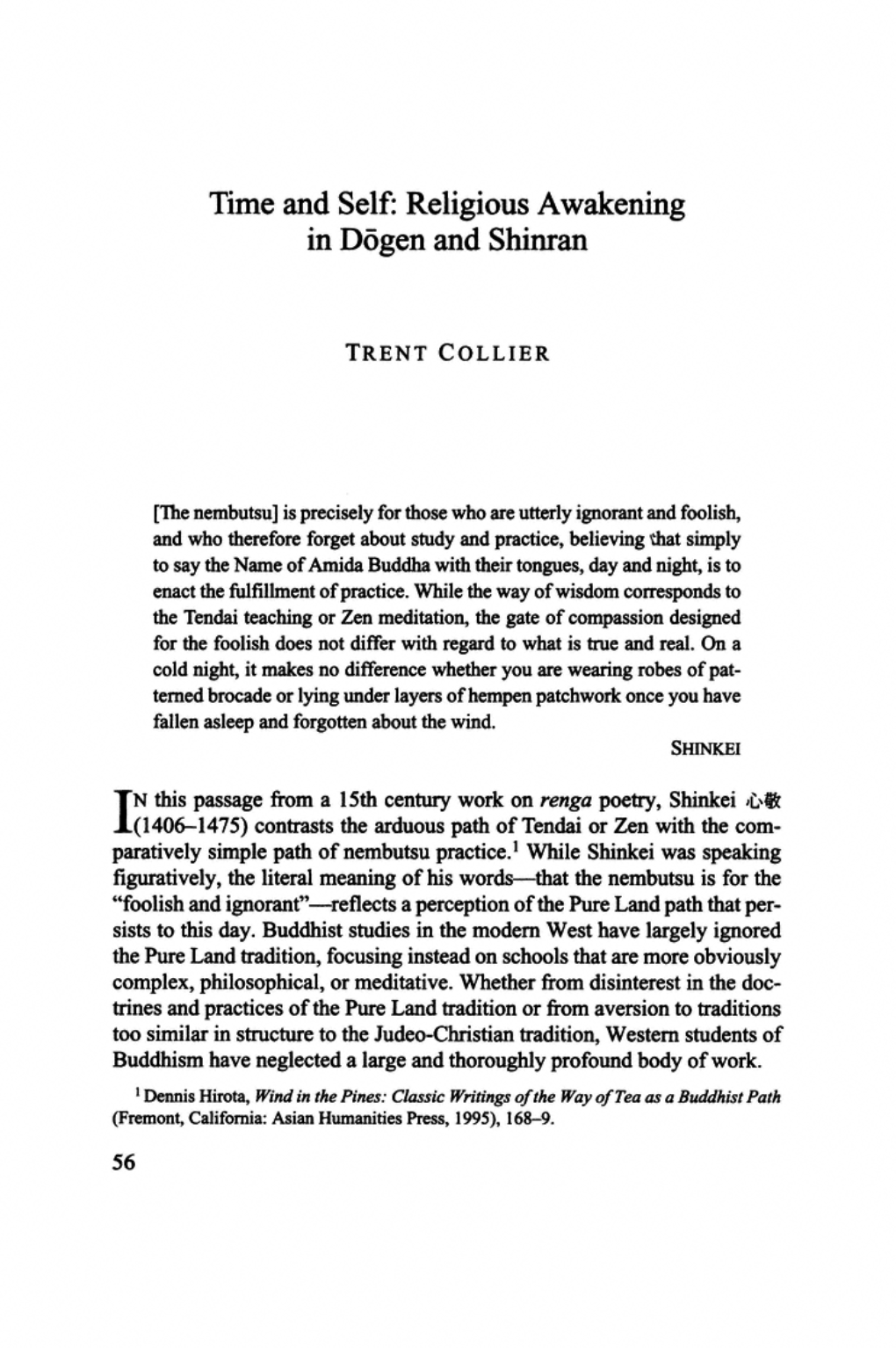 Time and Self: Religious Awakening in Dogen and Shinran