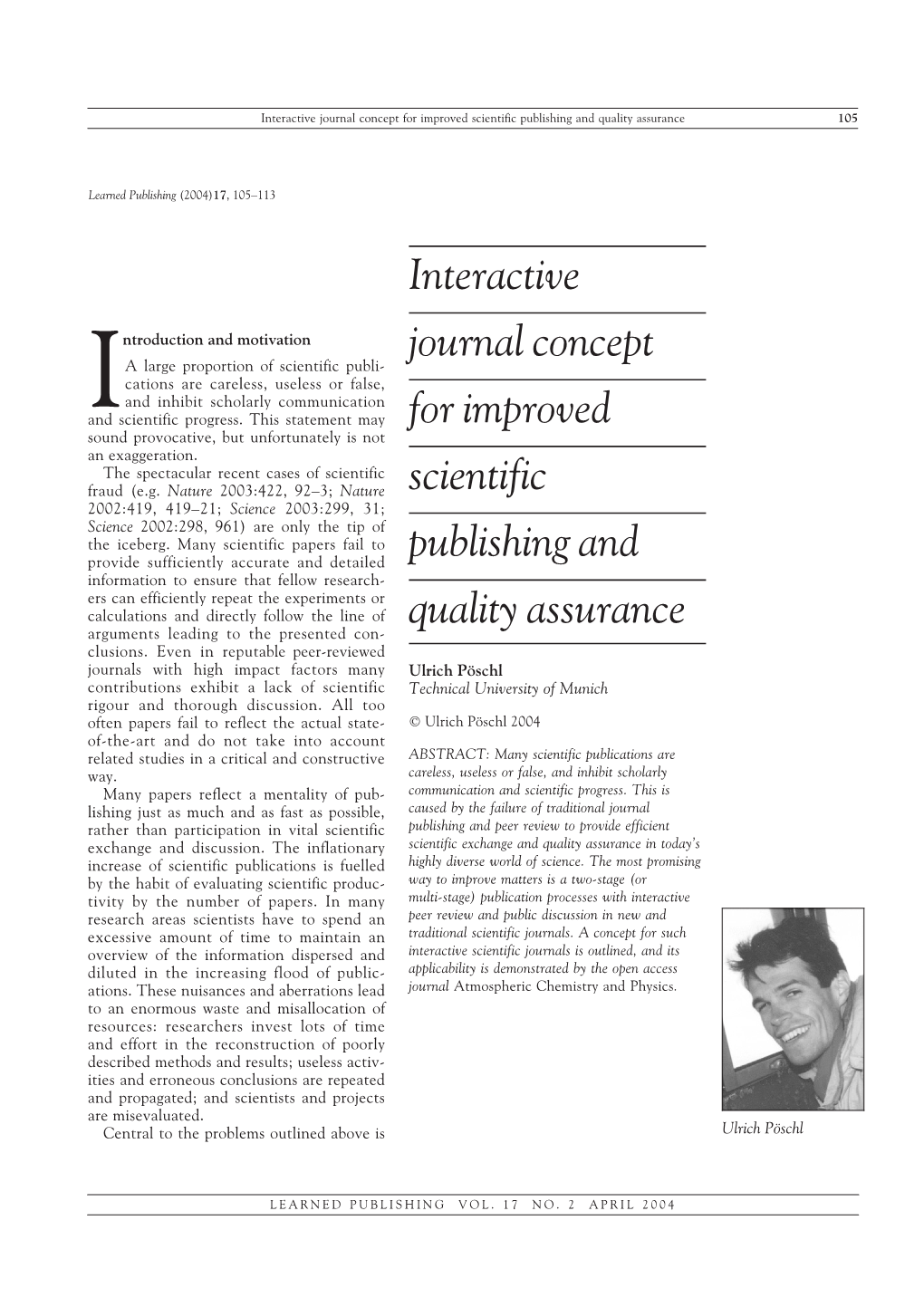 Interactive Journal Concept for Improved Scientific Publishing and Quality Assurance 105