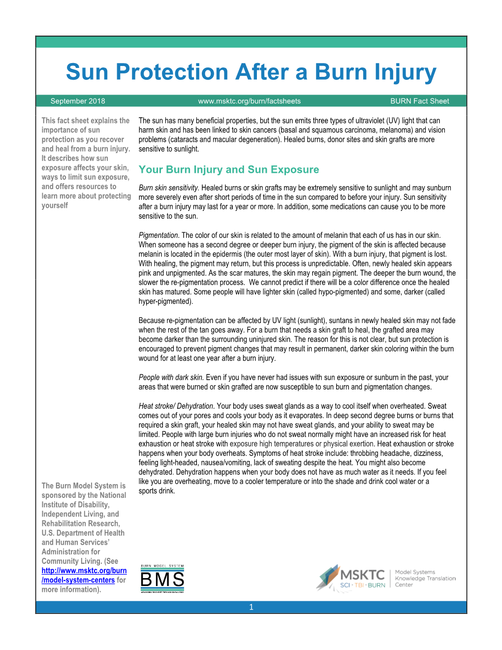 Sun Protection After a Burn Injury