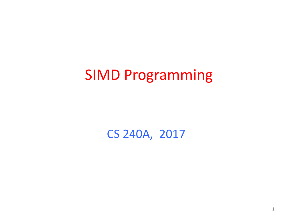 SIMD Programming