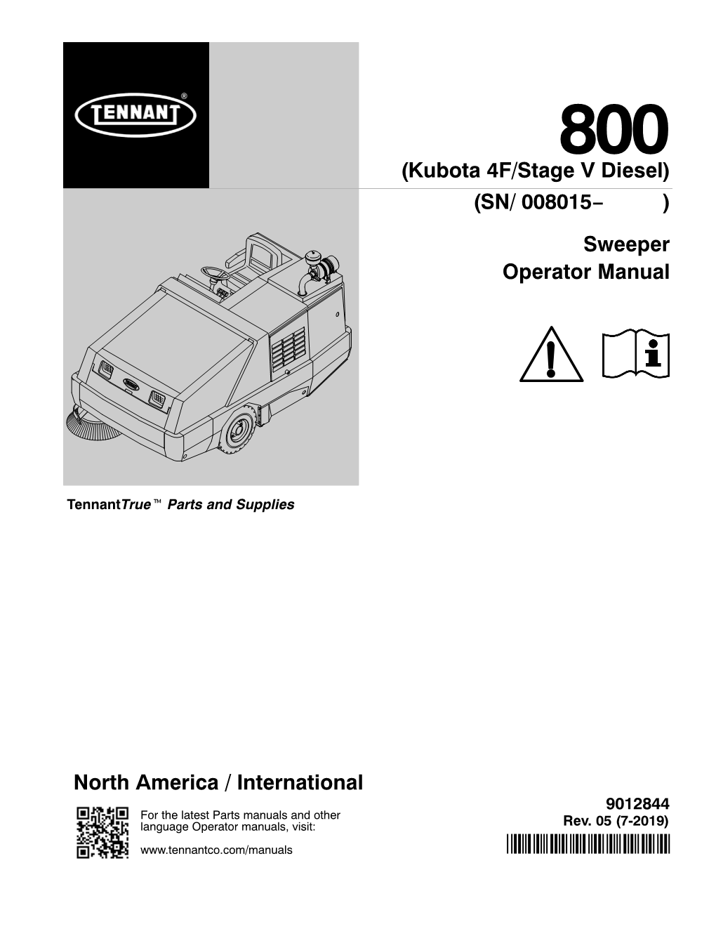 800 4F Diesel Operator Manual (S/N 008015- )