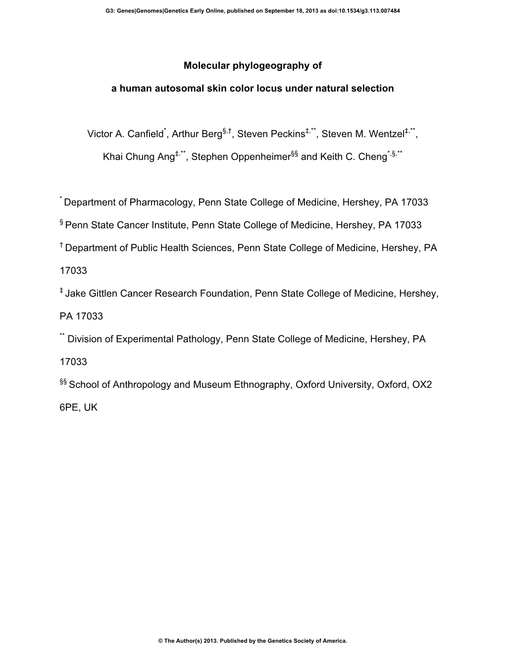 Molecular Phylogeography of a Human Autosomal Skin Color Locus