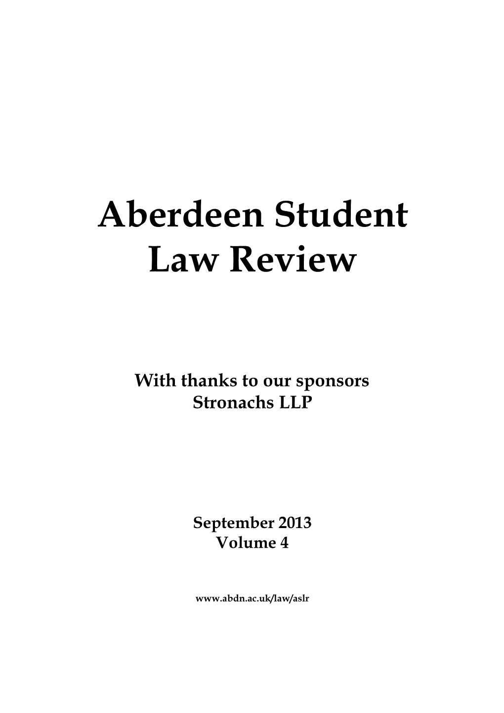 Aberdeen Student Law Review