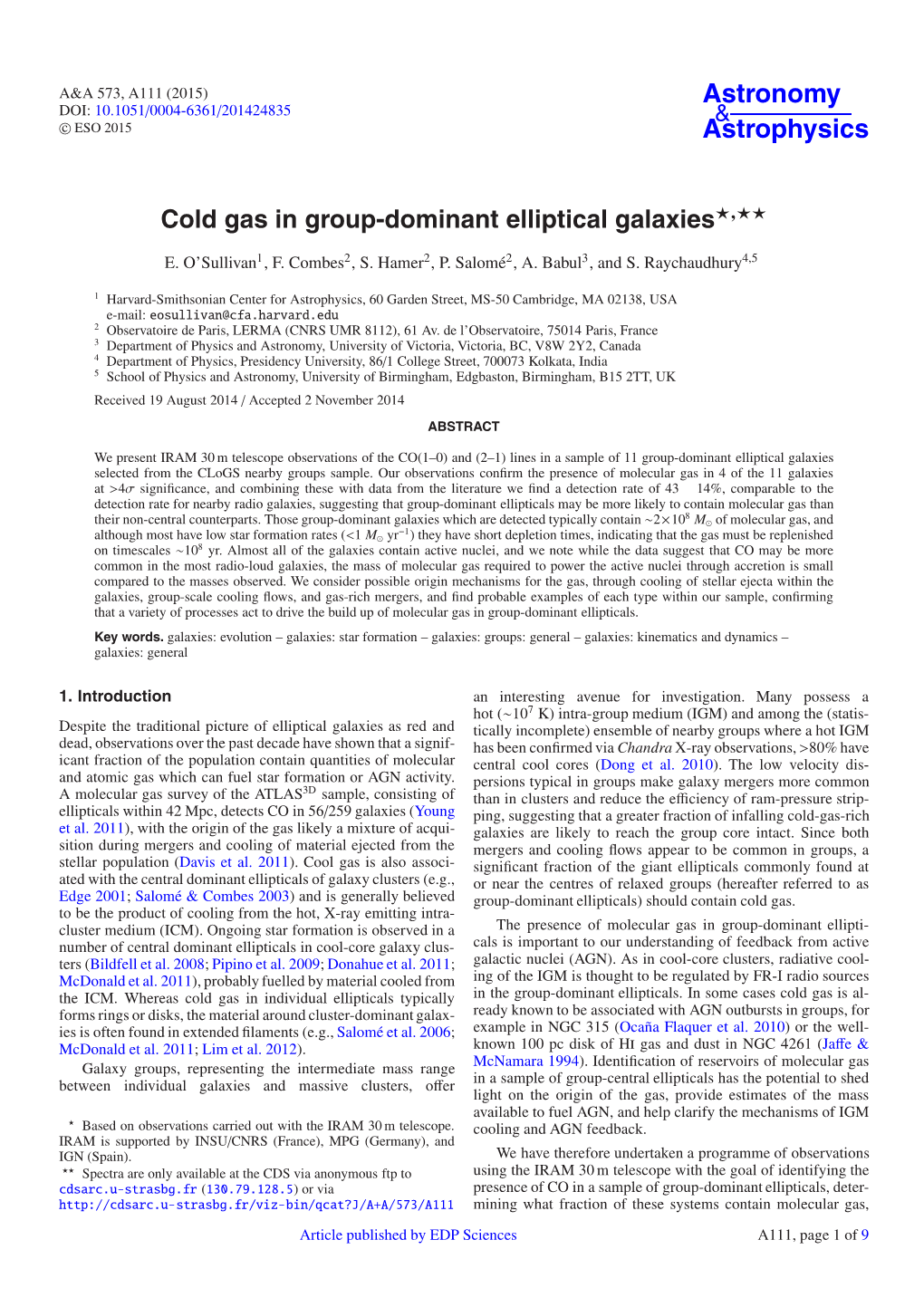 Cold Gas in Group-Dominant Elliptical Galaxies�,