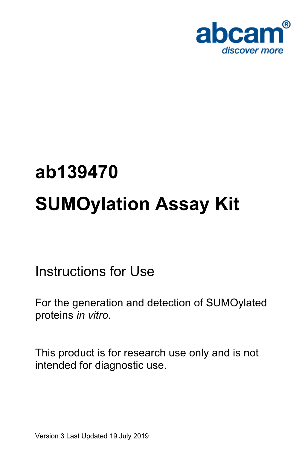 Ab139470 Sumoylation Assay Kit