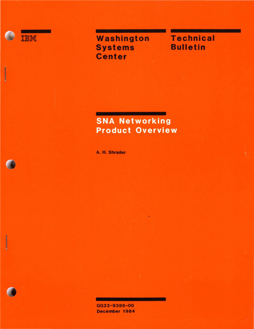 Washington Systems Center Technical Bulletin: 