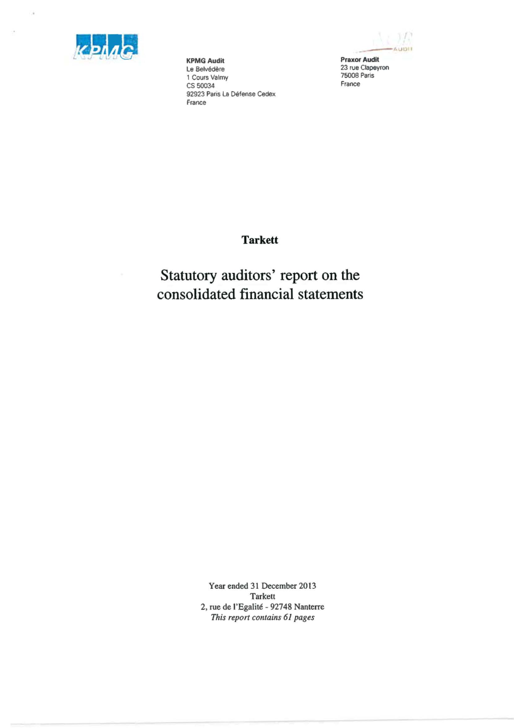 Statu Tory Au Di Tors' Report on the Consolidated Financial Statements