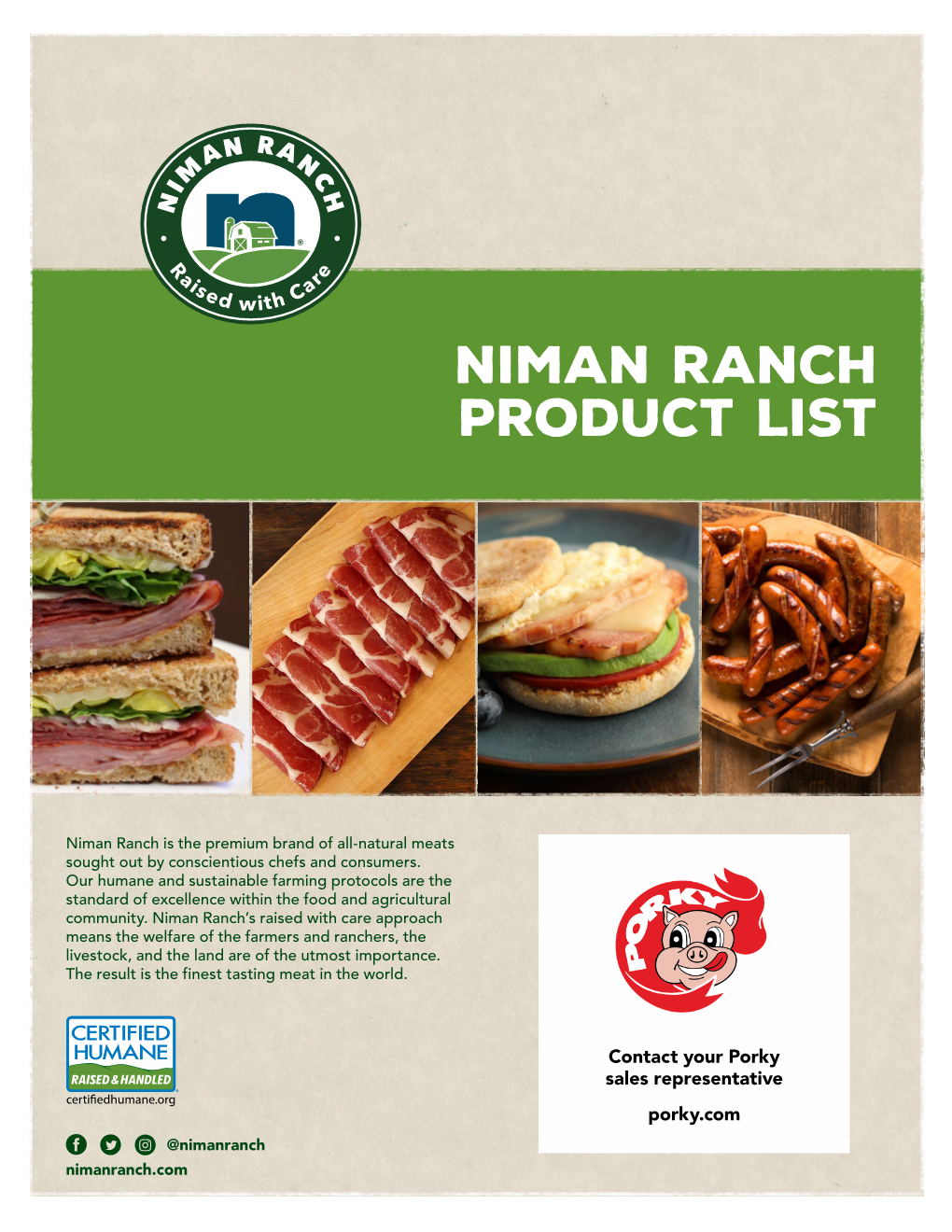 Niman Ranch Product List