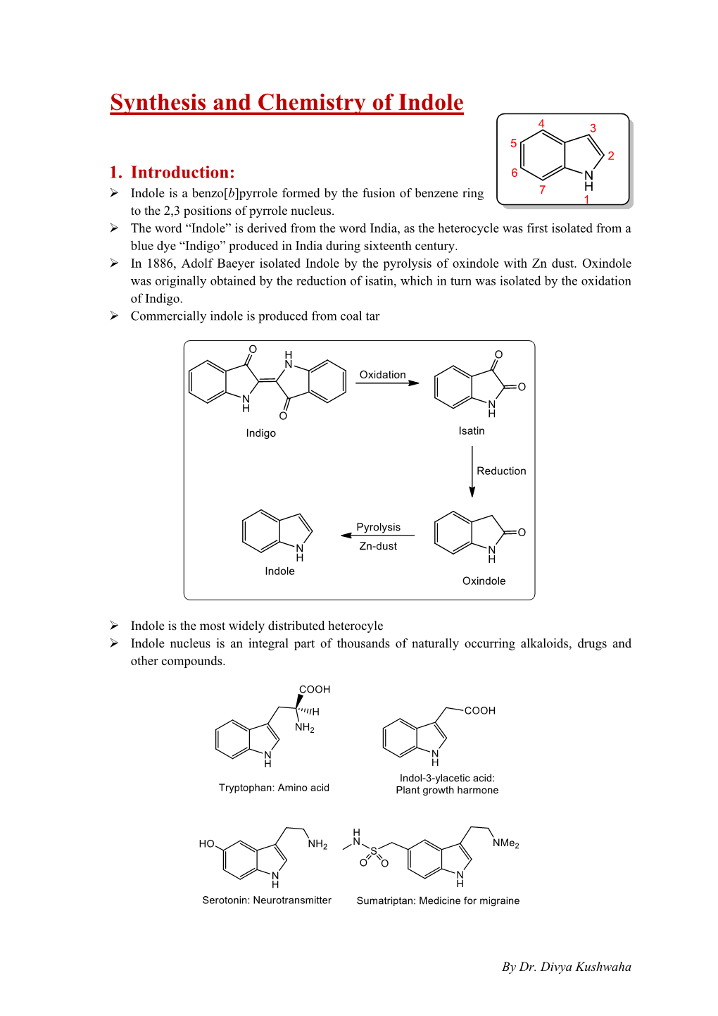 Synthesis and Chemistry of Indole