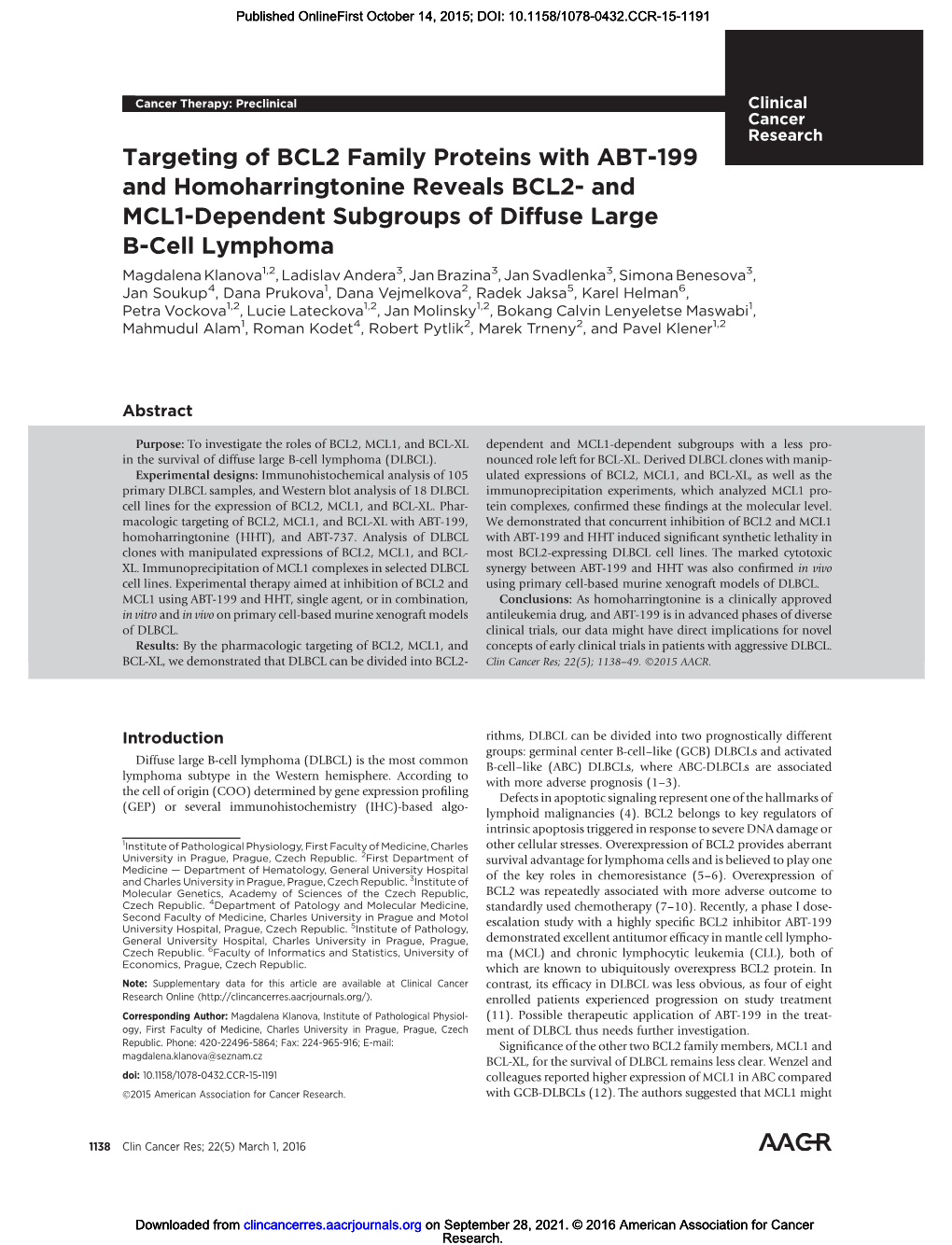 Targeting of BCL2 Family Proteins With