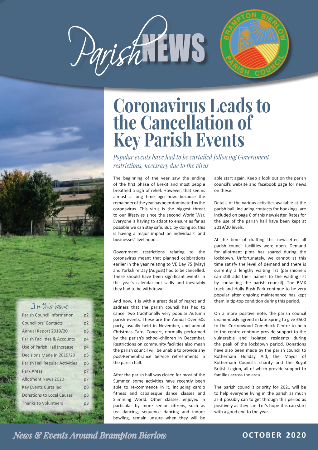 Coronavirus Leads to the Cancellation of Key Parish Events Popular Events Have Had to Be Curtailed Following Government Restrictions, Necessary Due to the Virus