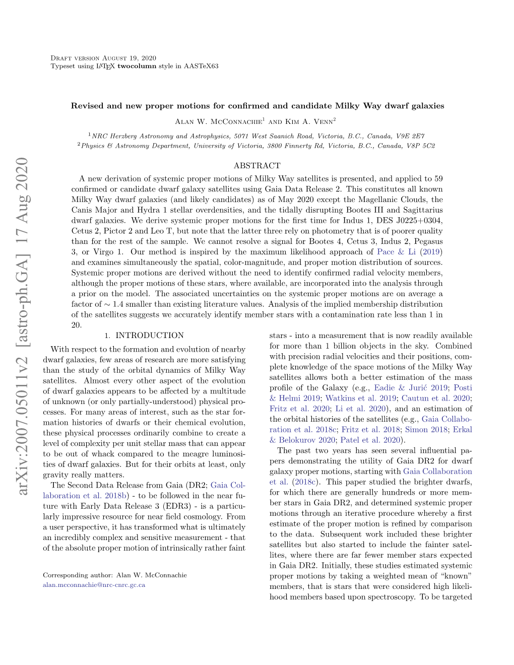 Arxiv:2007.05011V2 [Astro-Ph.GA] 17 Aug 2020 Laboration Et Al