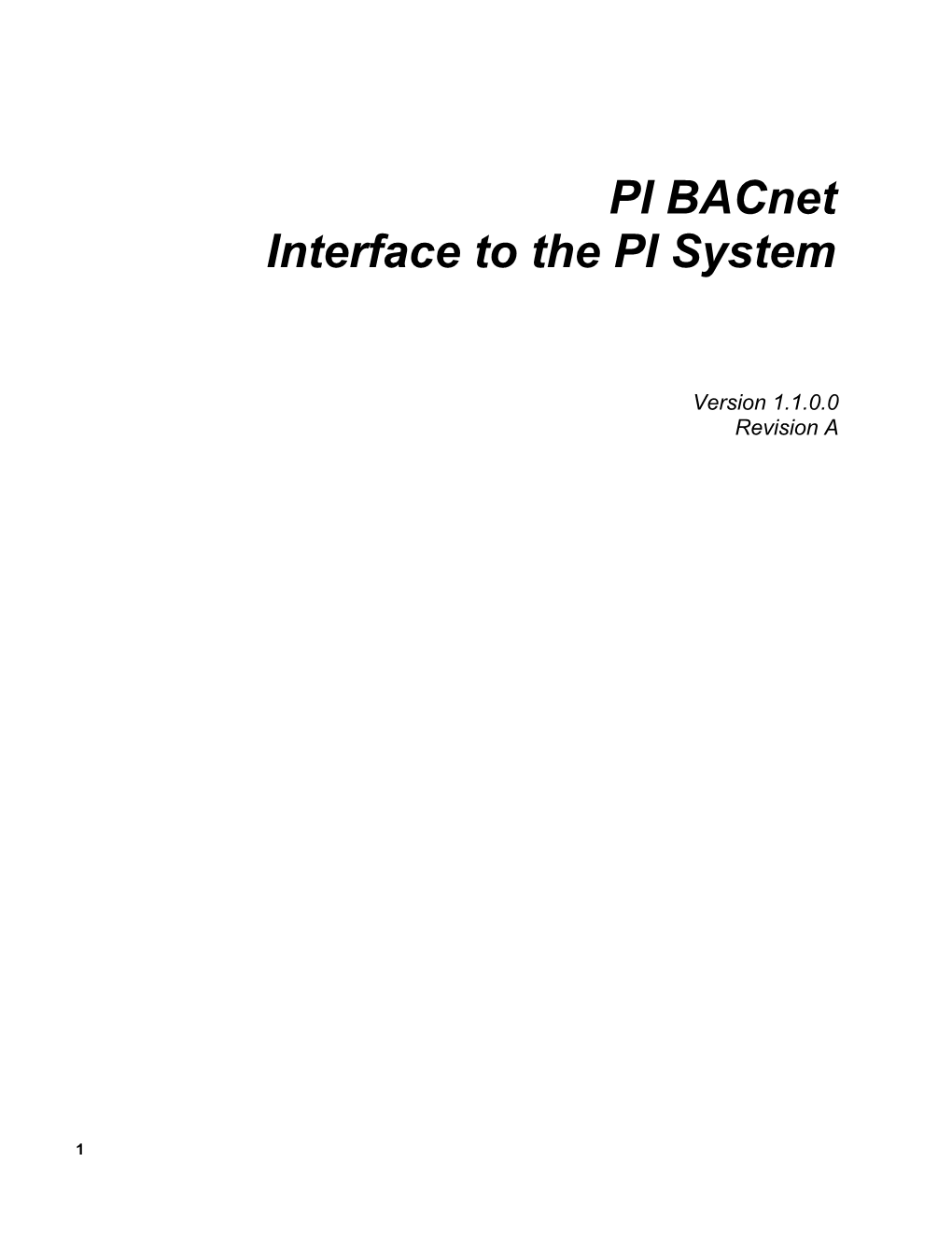 PI Bacnet Interface to the PI System