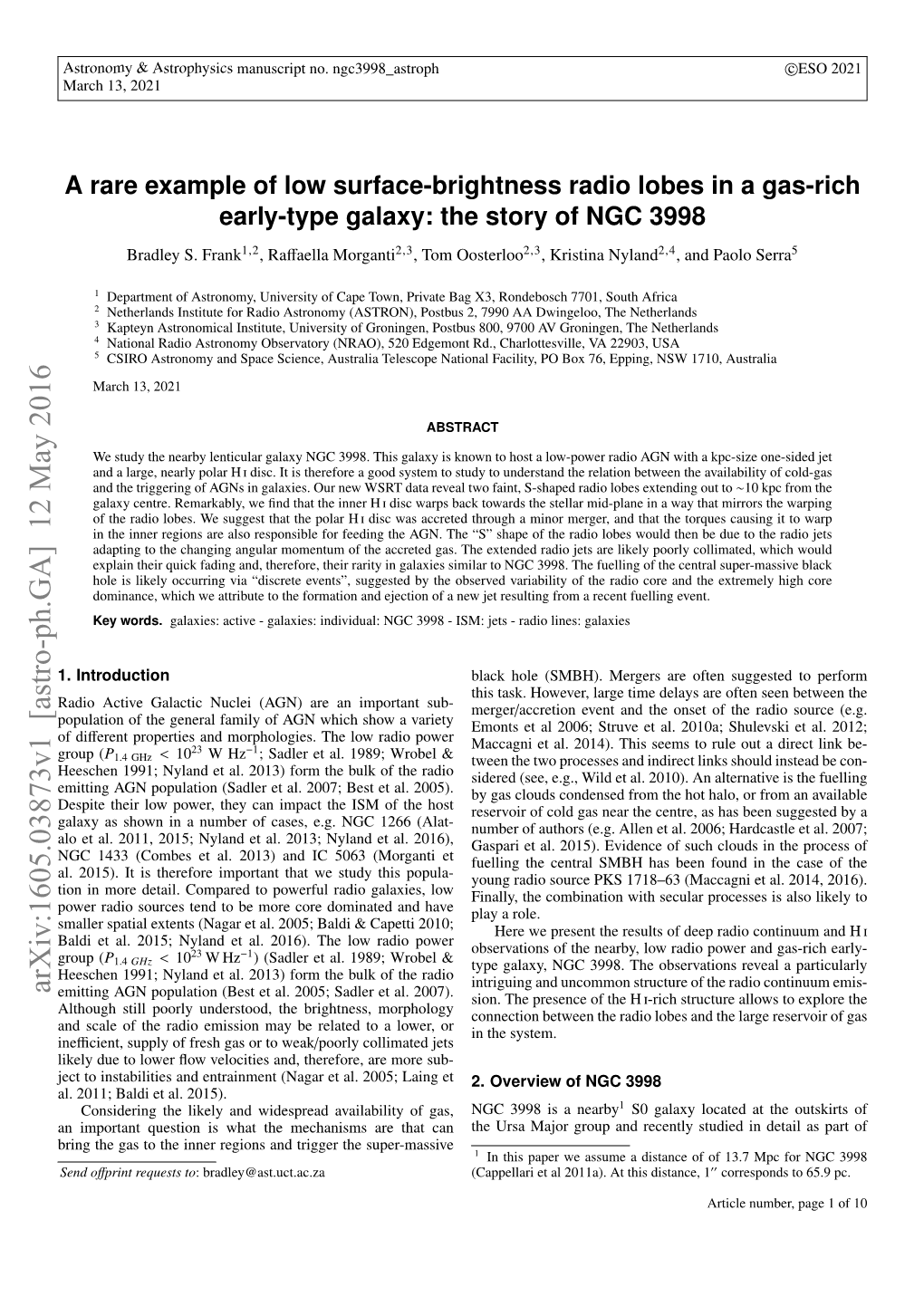 A Rare Example of Low Surface-Brightness Radio Lobes in a Gas-Rich Early-Type Galaxy: the Story of NGC 3998 Bradley S