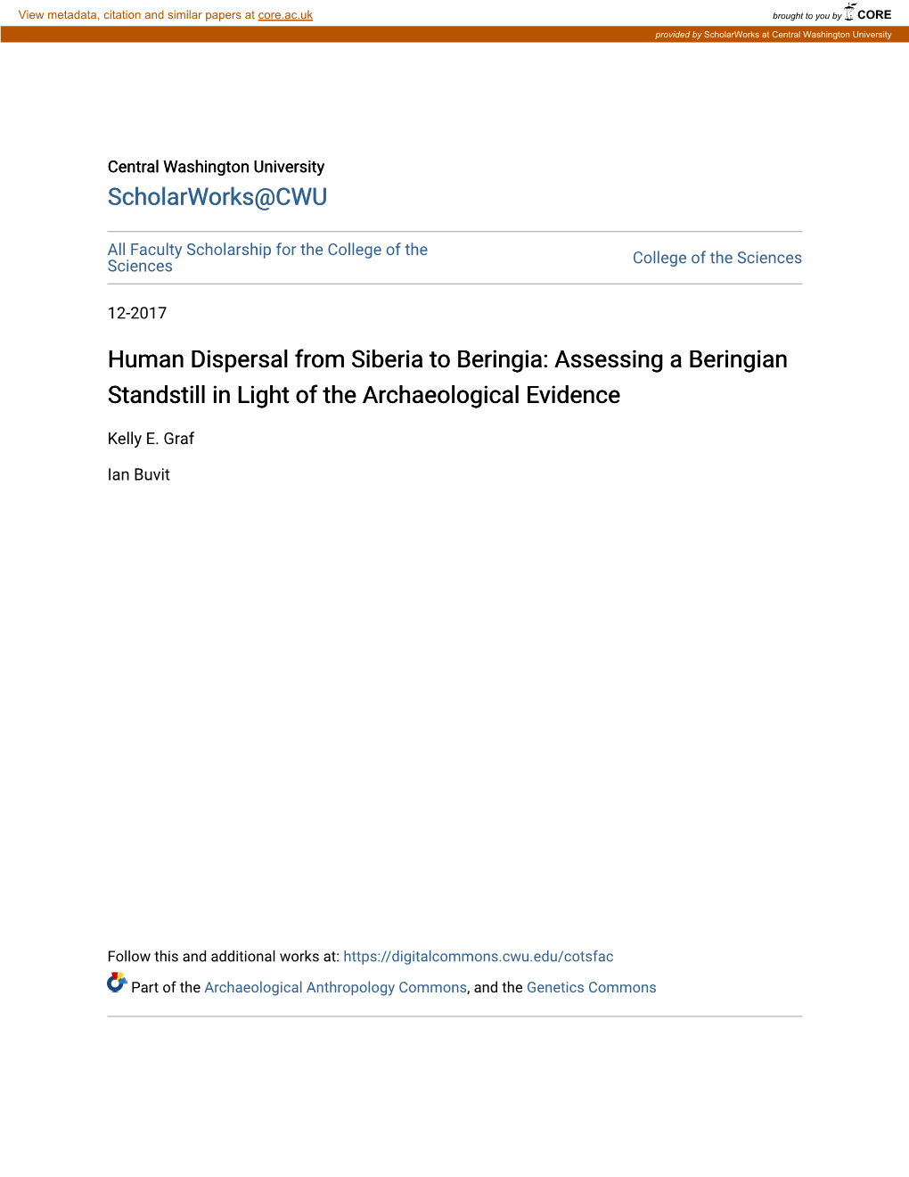 Human Dispersal from Siberia to Beringia: Assessing a Beringian Standstill in Light of the Archaeological Evidence