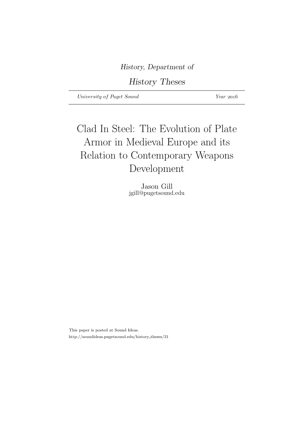 The Evolution of Plate Armor in Medieval Europe and Its Relation to Contemporary Weapons Development
