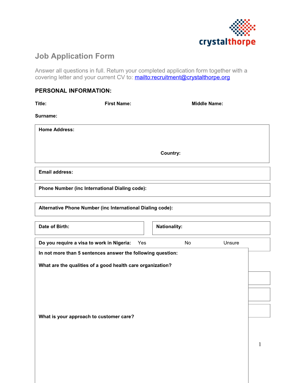 Sample Job Application Form s2