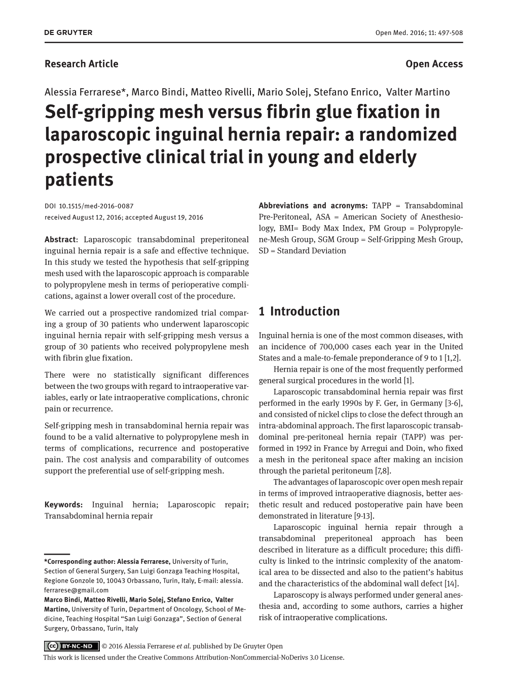 Self-Gripping Mesh Versus Fibrin Glue Fixation in Laparoscopic Inguinal Hernia Repair: a Randomized Prospective Clinical Trial in Young and Elderly Patients