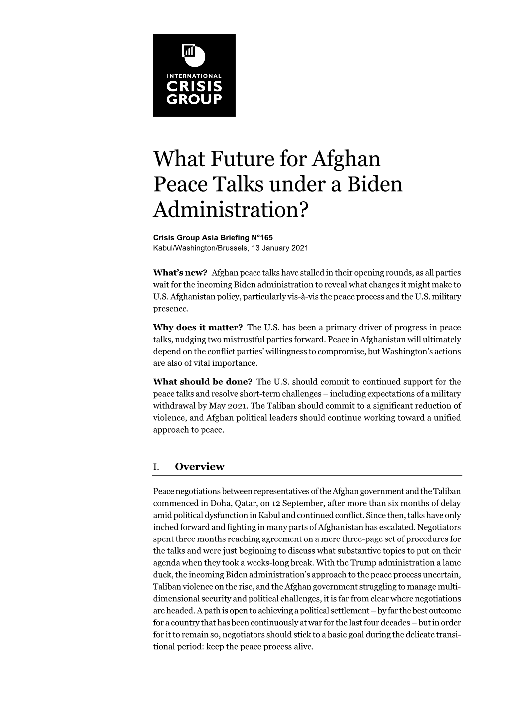 What Future for Afghan Peace Talks Under a Biden Administration?