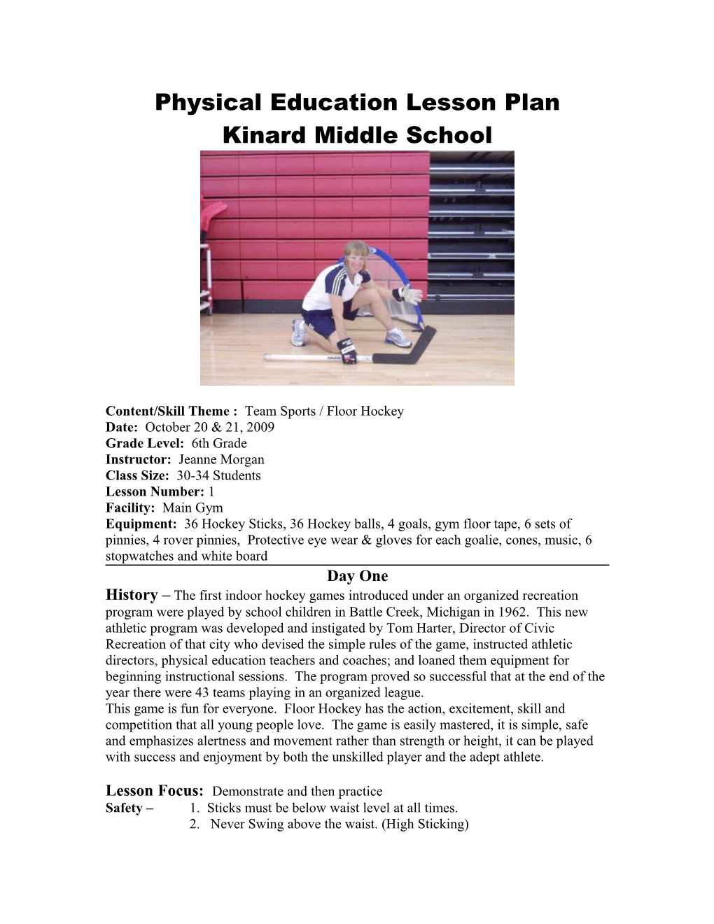 Physical Education Lesson Plan s1