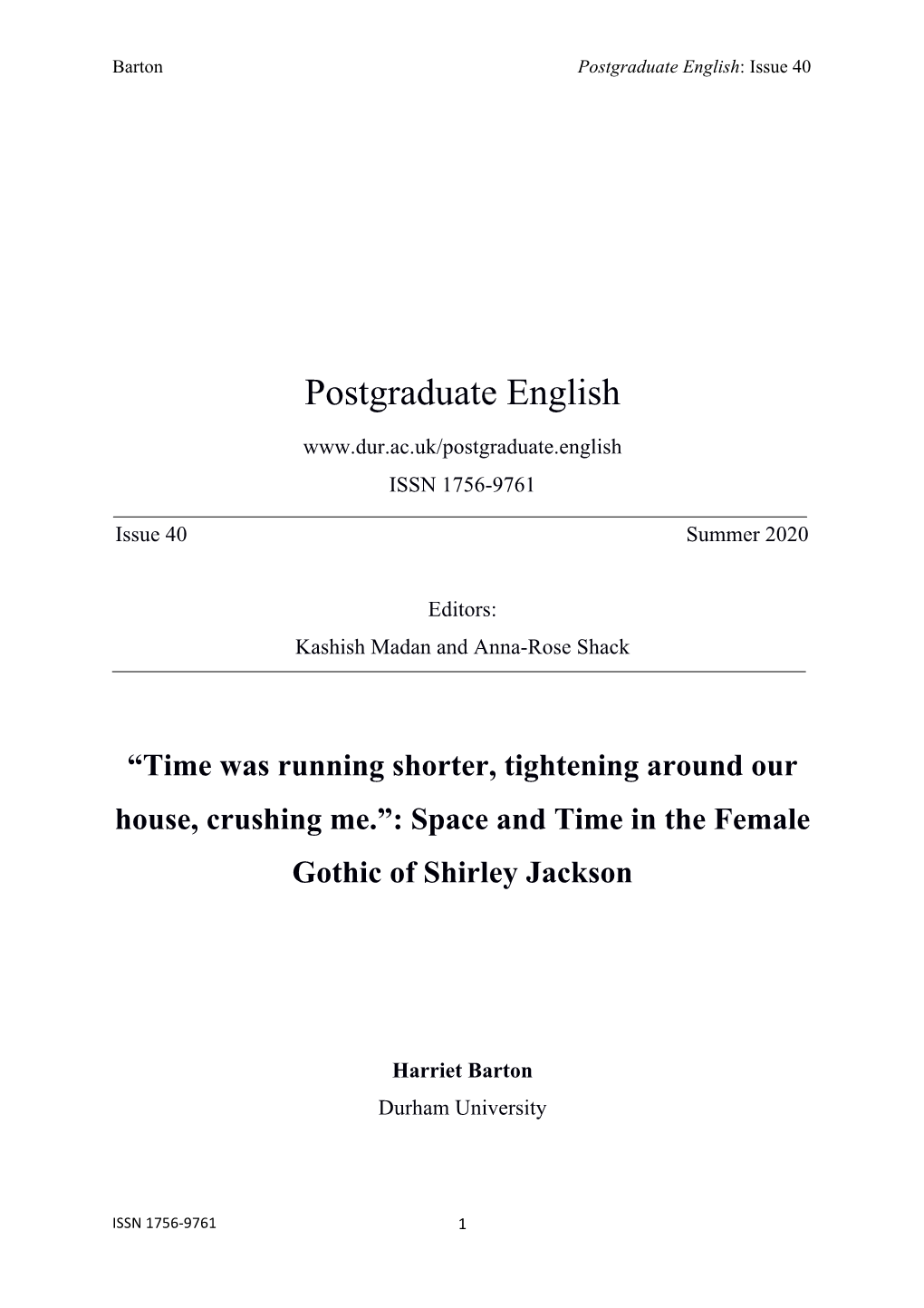 Postgraduate English: Issue 40