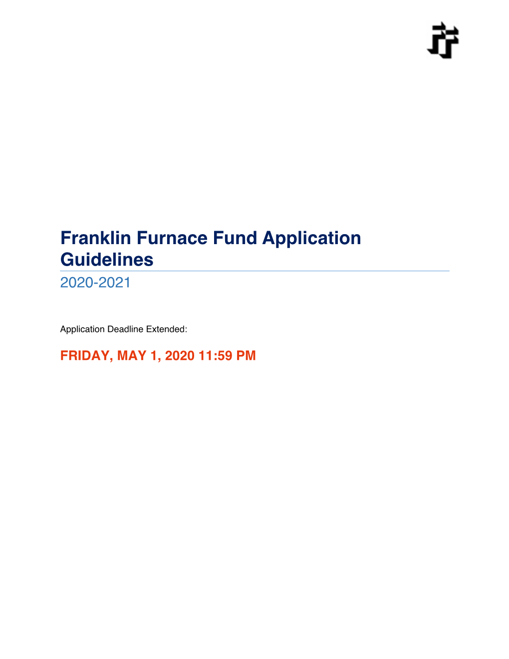 Franklin Furnace Fund Application Guidelines 2020-2021