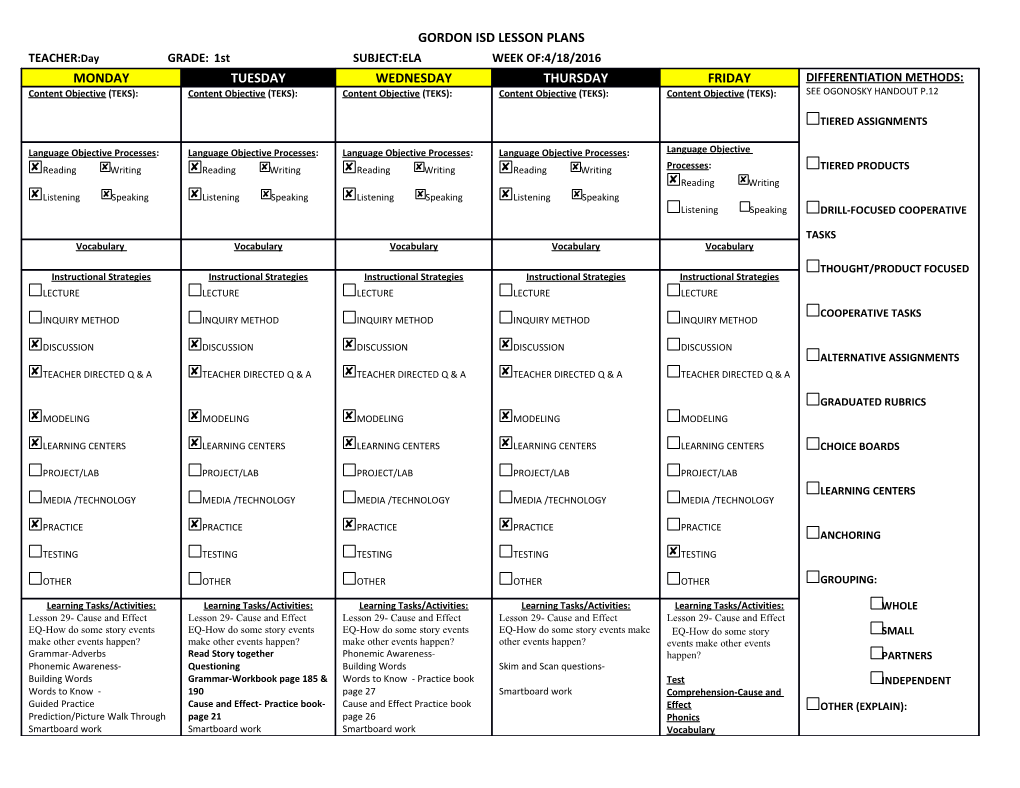 Gordon Isd Lesson Plans