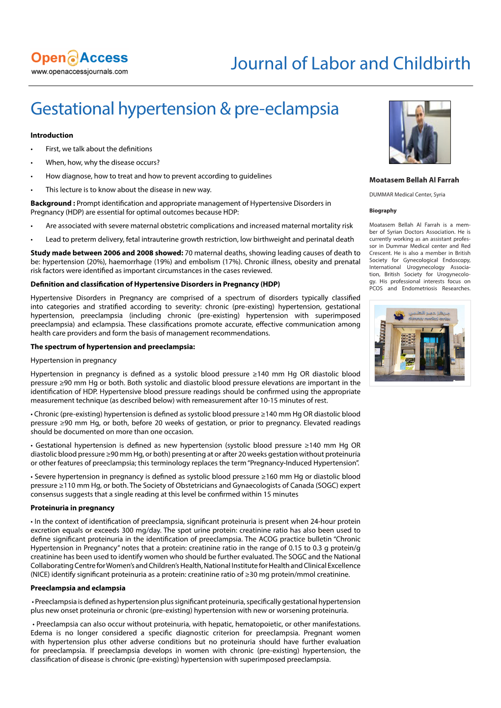 Gestational Hypertension & Pre-Eclampsia