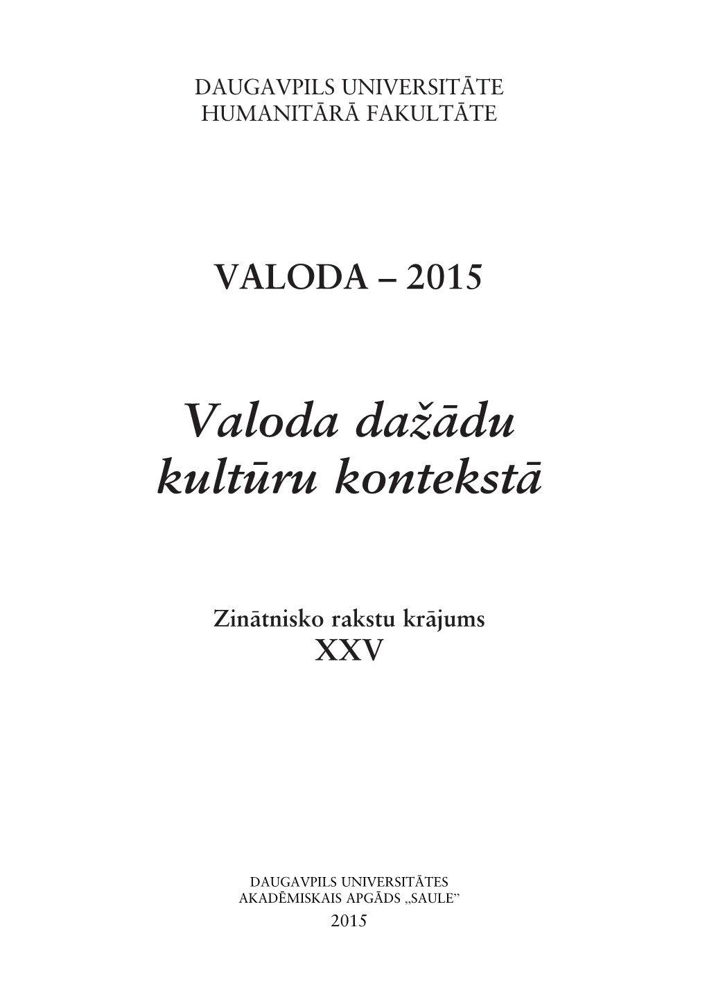 Valoda Da˛‚Du Kult˚Ru Kontekst‚