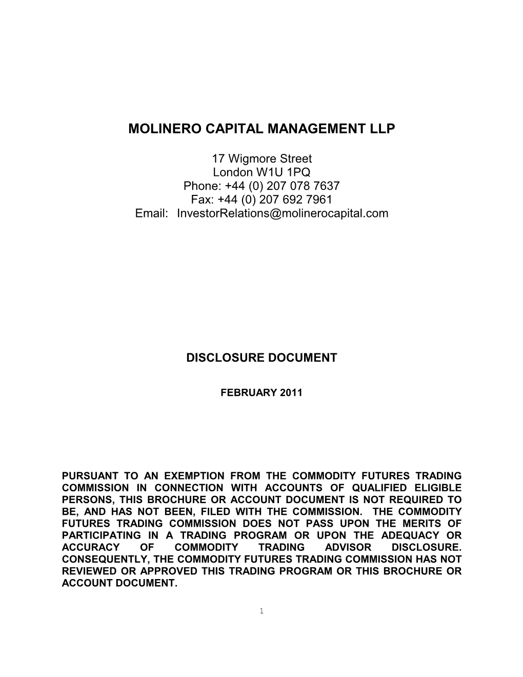 MCM Disclosure Document